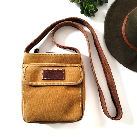 Vintage Fossil Canvas Crossbody Bag 